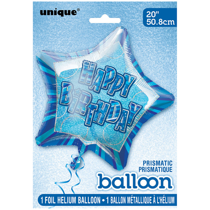Glitz Blue Star Foil Happy Birthday Balloon