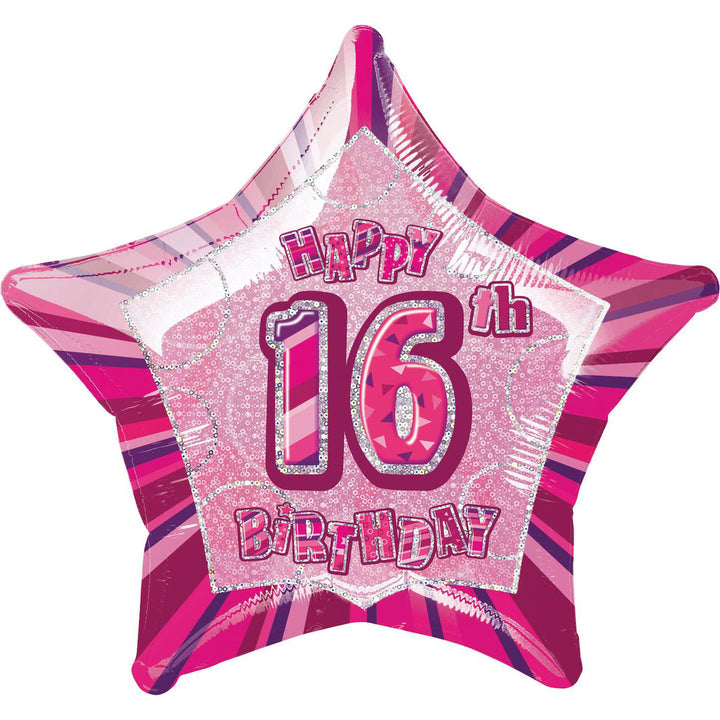 Glitz Pink 16th Birthday Round Foil Balloon