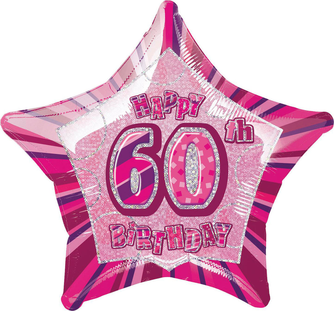 Glitz Pink 60th Birthday Star Foil Balloon