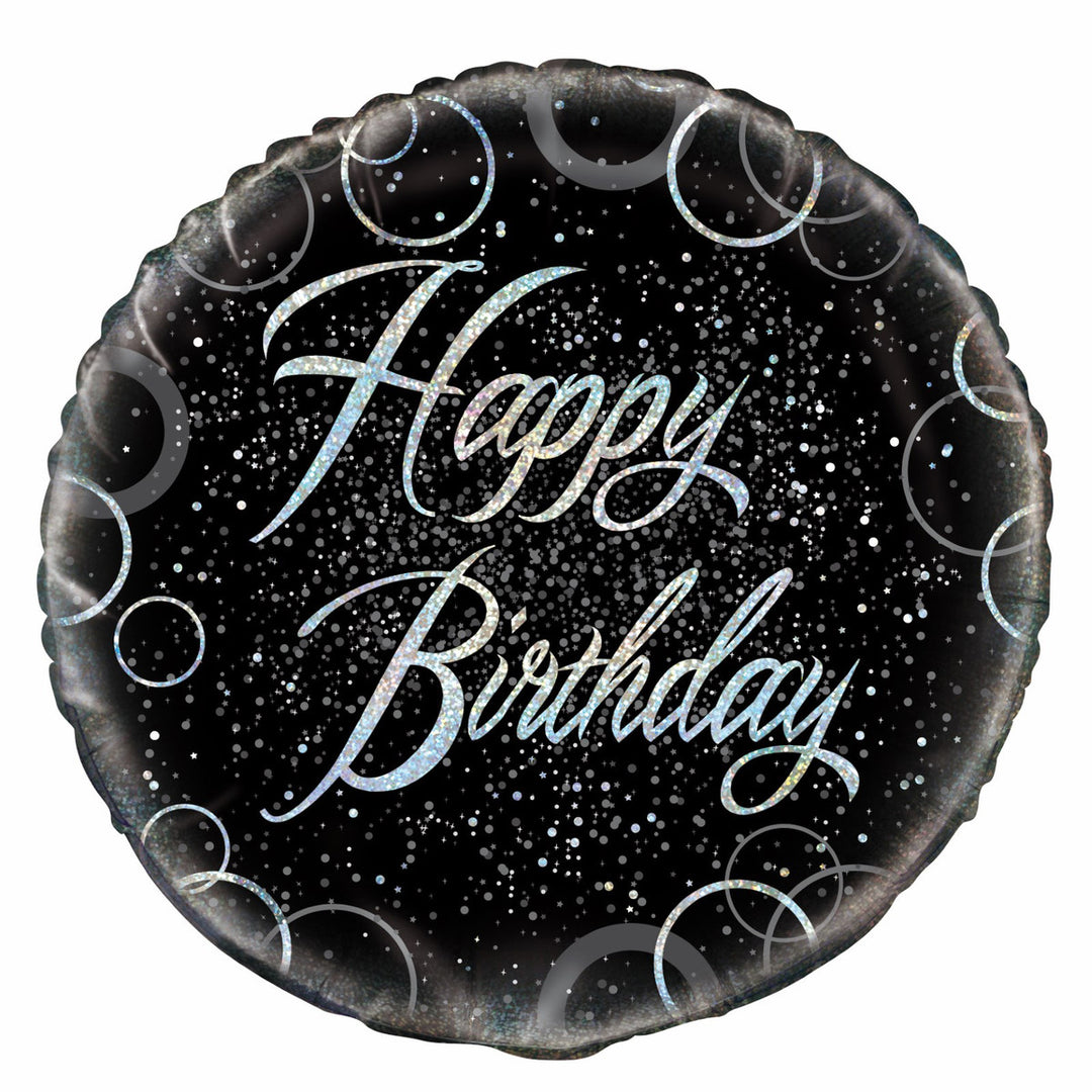 Glitz Silver Happy Birthday Foil Balloon