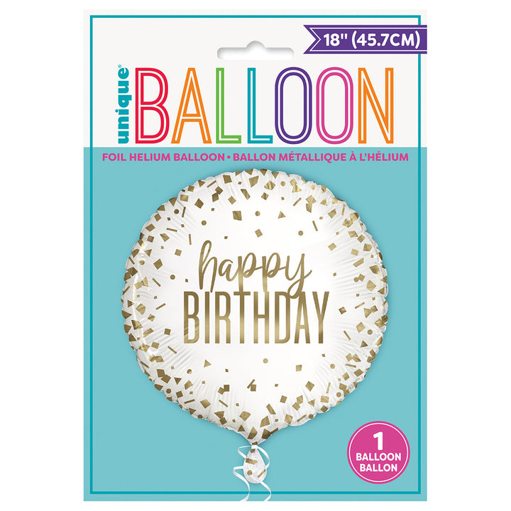 Gold Confetti Happy Birthday Balloon