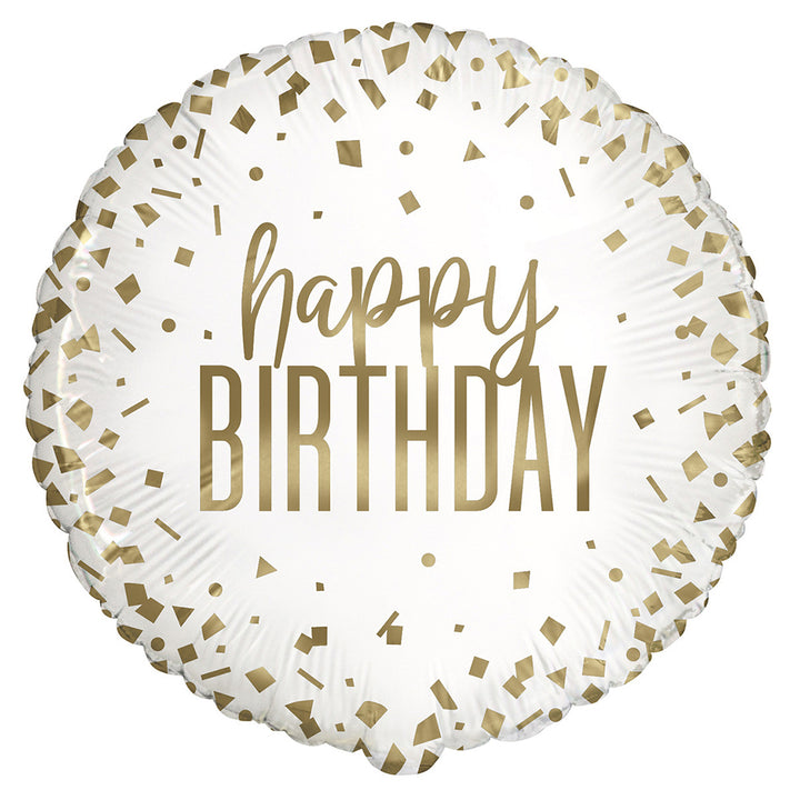 Gold Confetti Happy Birthday Balloon
