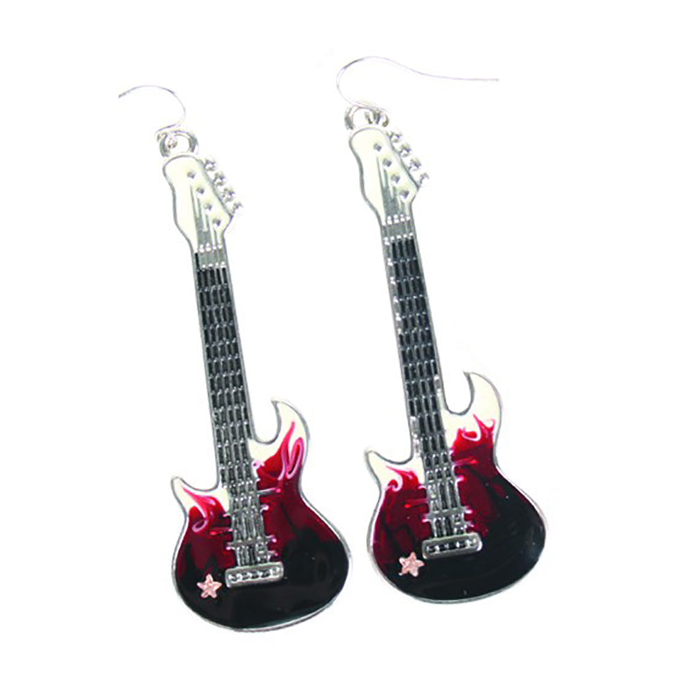 Guitar Earrings - Red