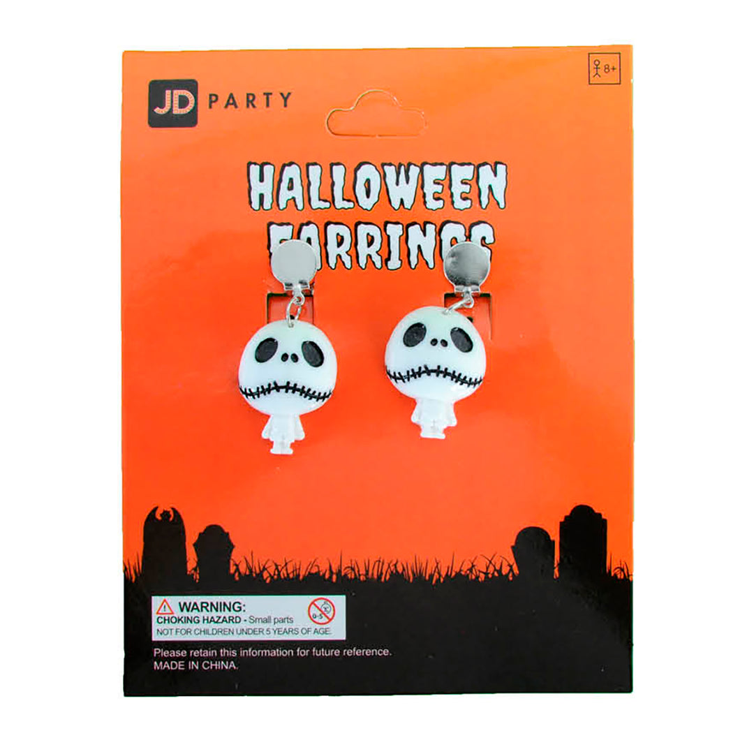 Halloween Clip On Skeleton Earrings