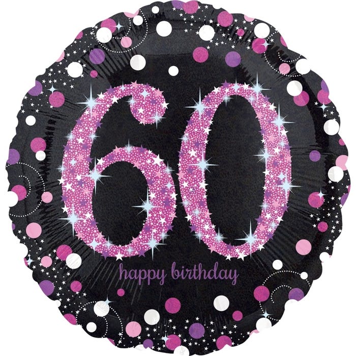 Holographic Pink Celebration 60 Balloon