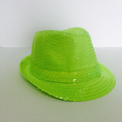 Neon Lime Sequin Fedora Hat
