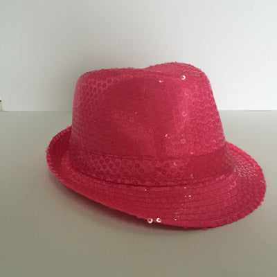 Neon Pink Sequin Fedora Hat