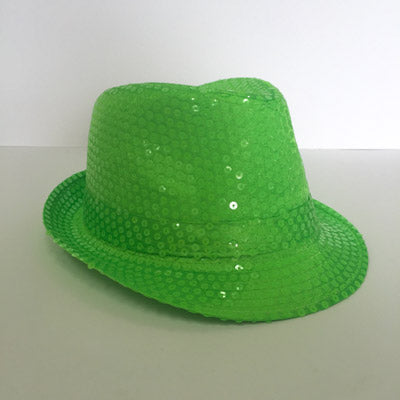 Neon Green Sequin Fedora Hat