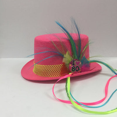 Pink Fluro 80's Top Hat