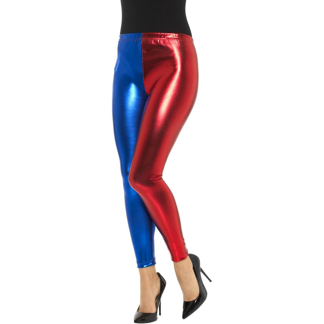 Jester Cosplay Metallic Blue & Red Leggings