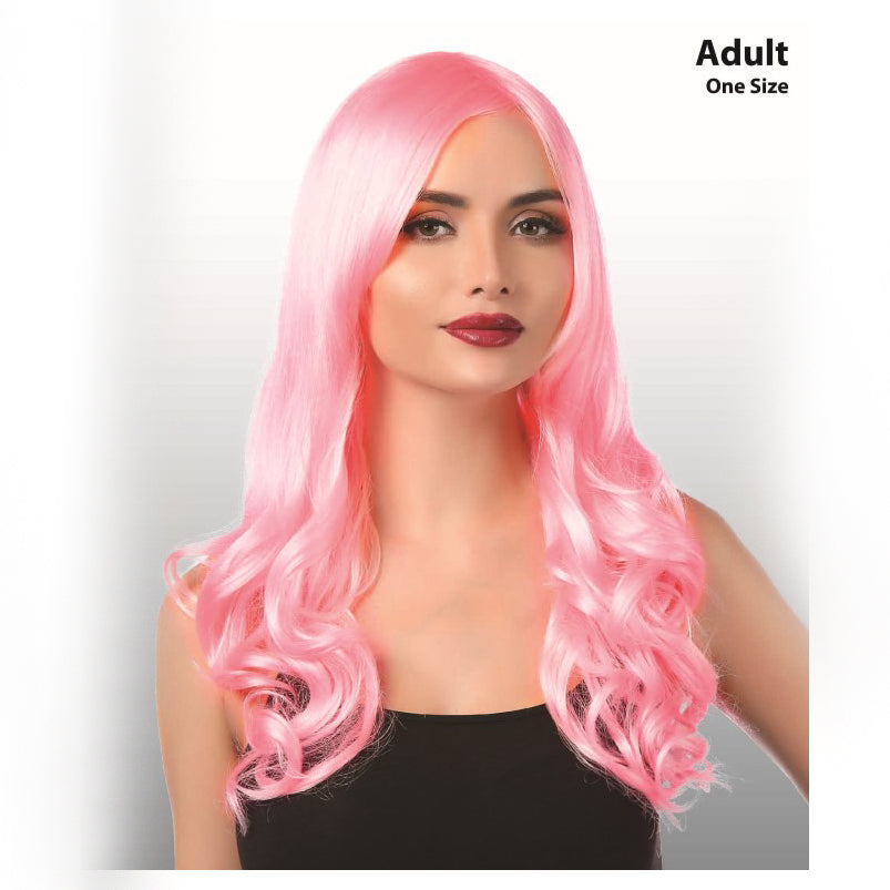 Long Light Pink Curly Wig