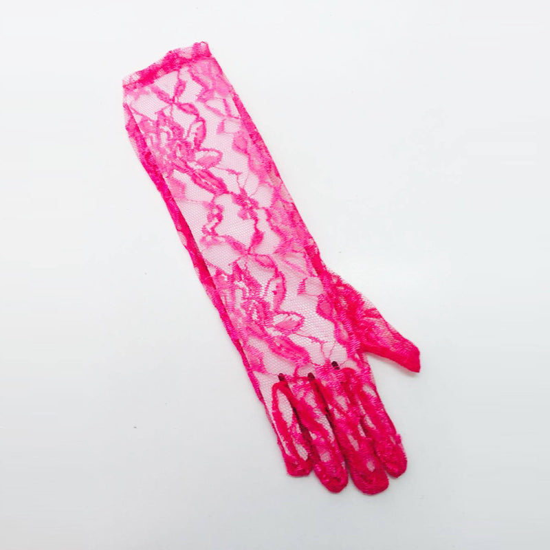 Lace Gloves - Hot Pink