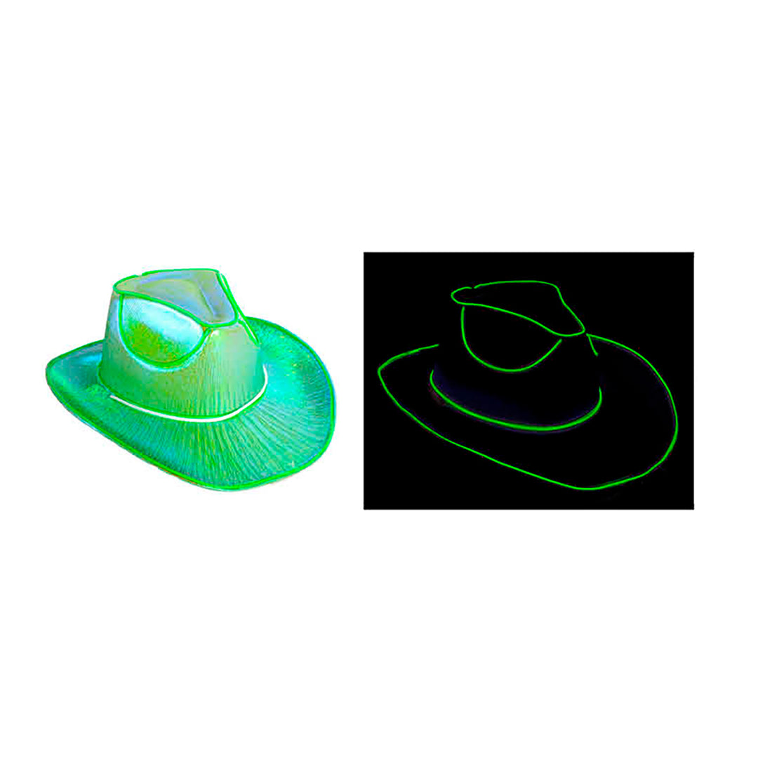 Light Up Metallic Cowboy Hat - Green