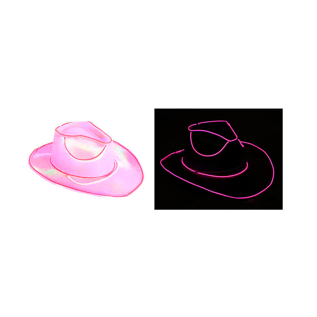 Light Up Metallic Cowboy Hat - Light Pink