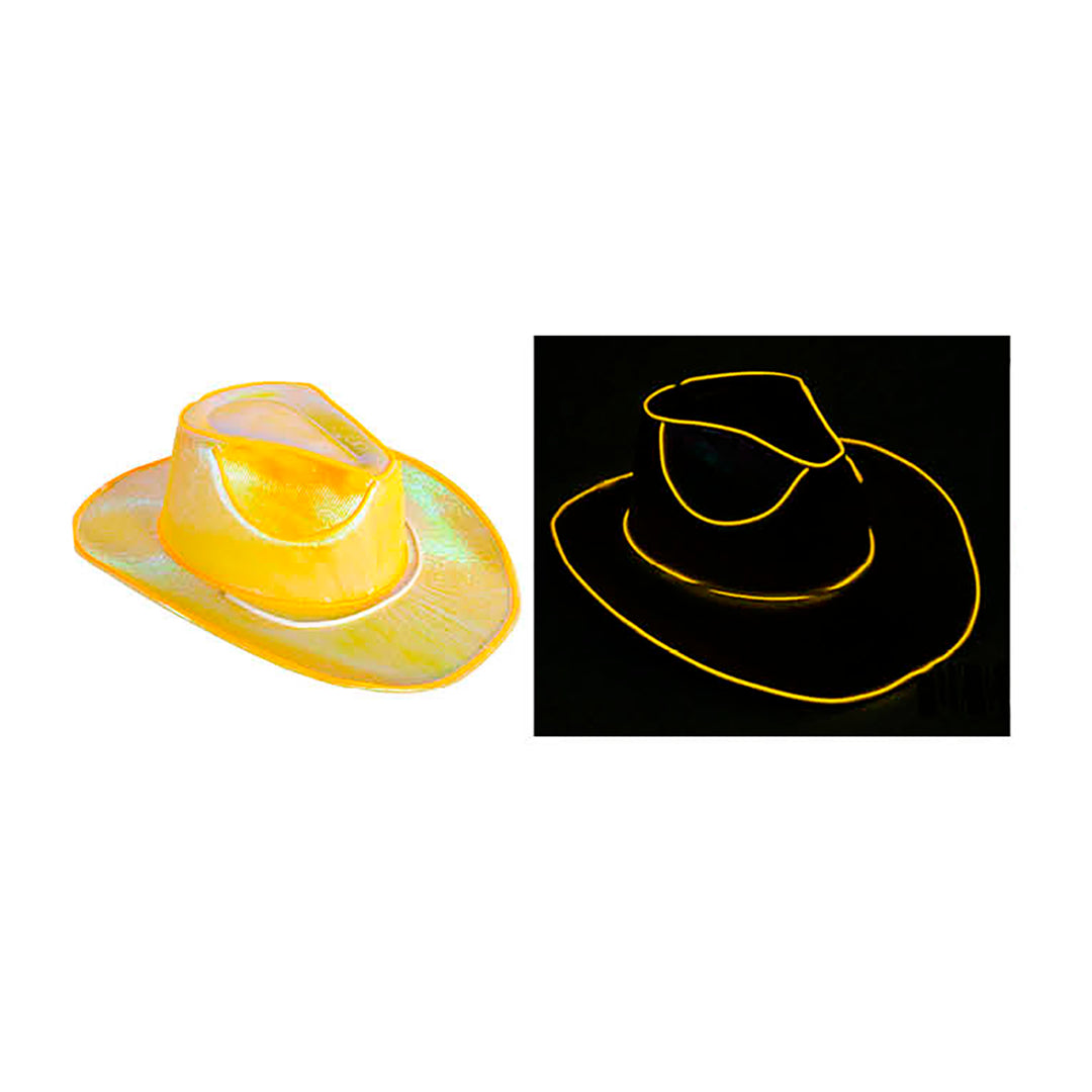 Light Up Metallic Cowboy Hat - Yellow