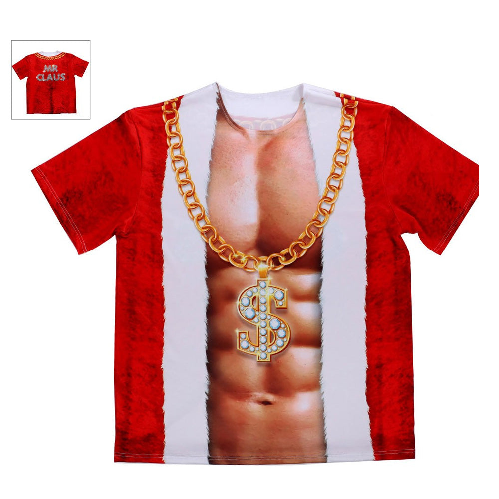 Christmas Dude Printed Shirt  Bling Santa