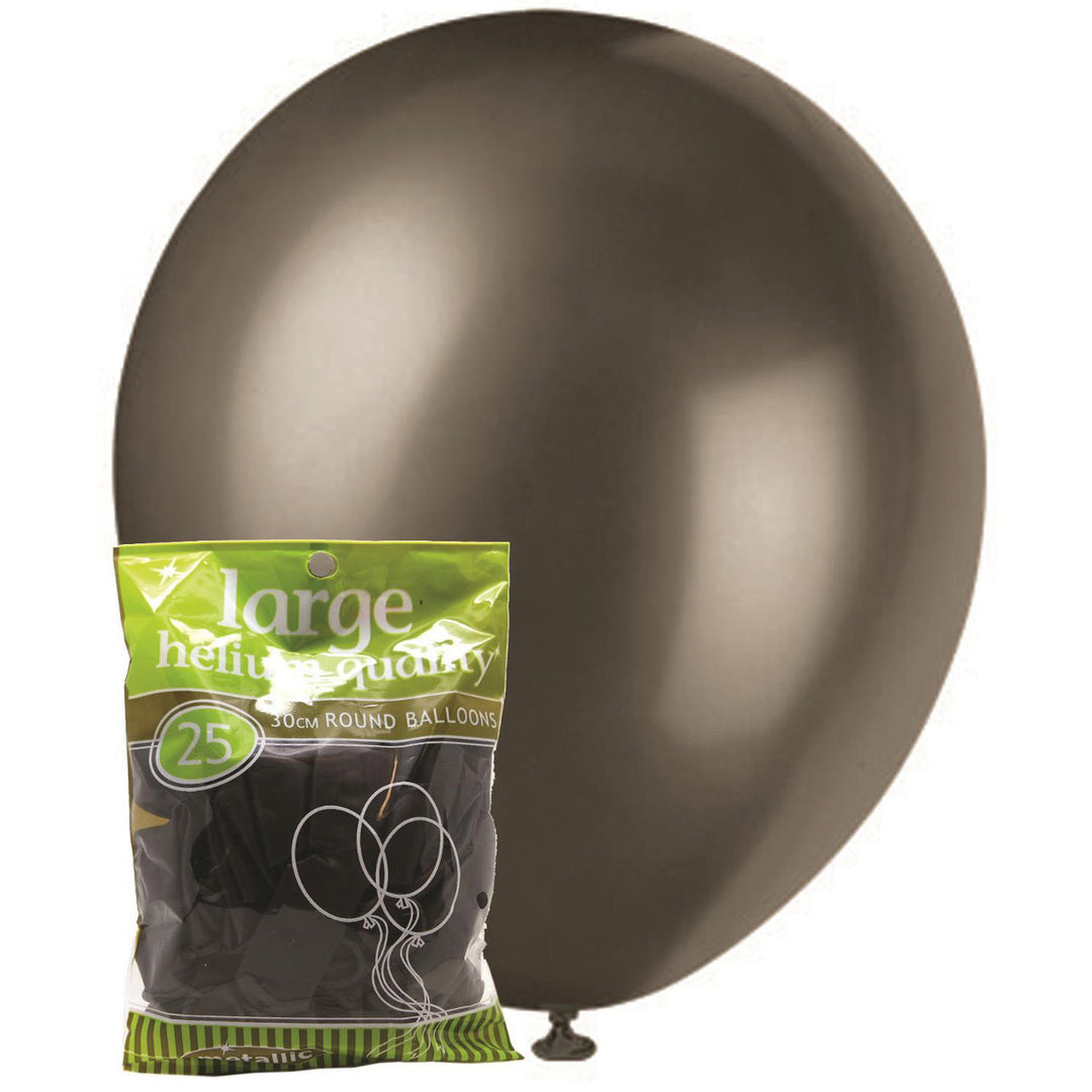 Metallic Black Latex Balloons, Pack of 25