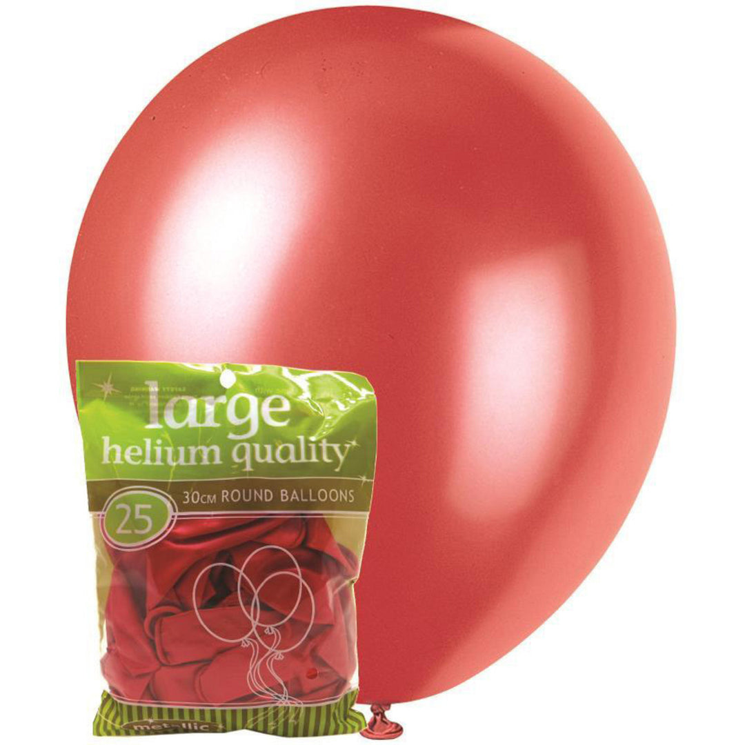 Metallic Cherry Red Latex Balloons, Pack of 25