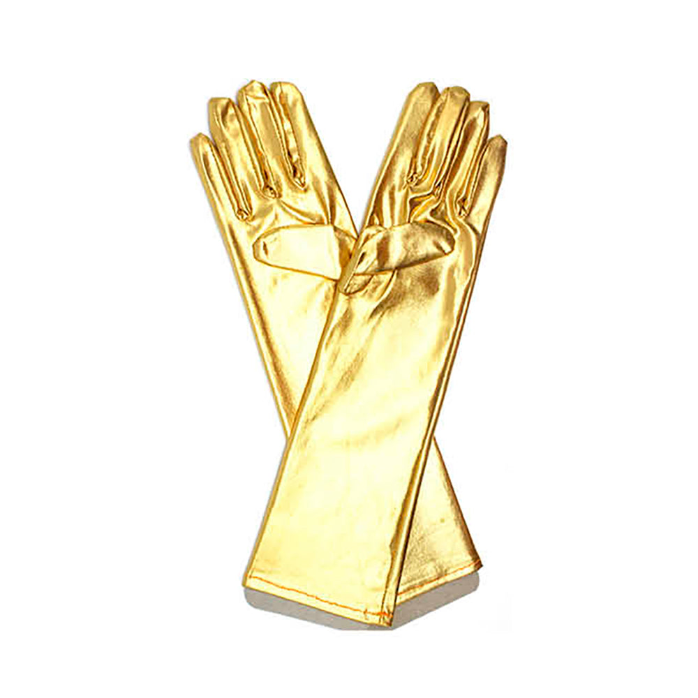 Gold Metallic Long Gloves