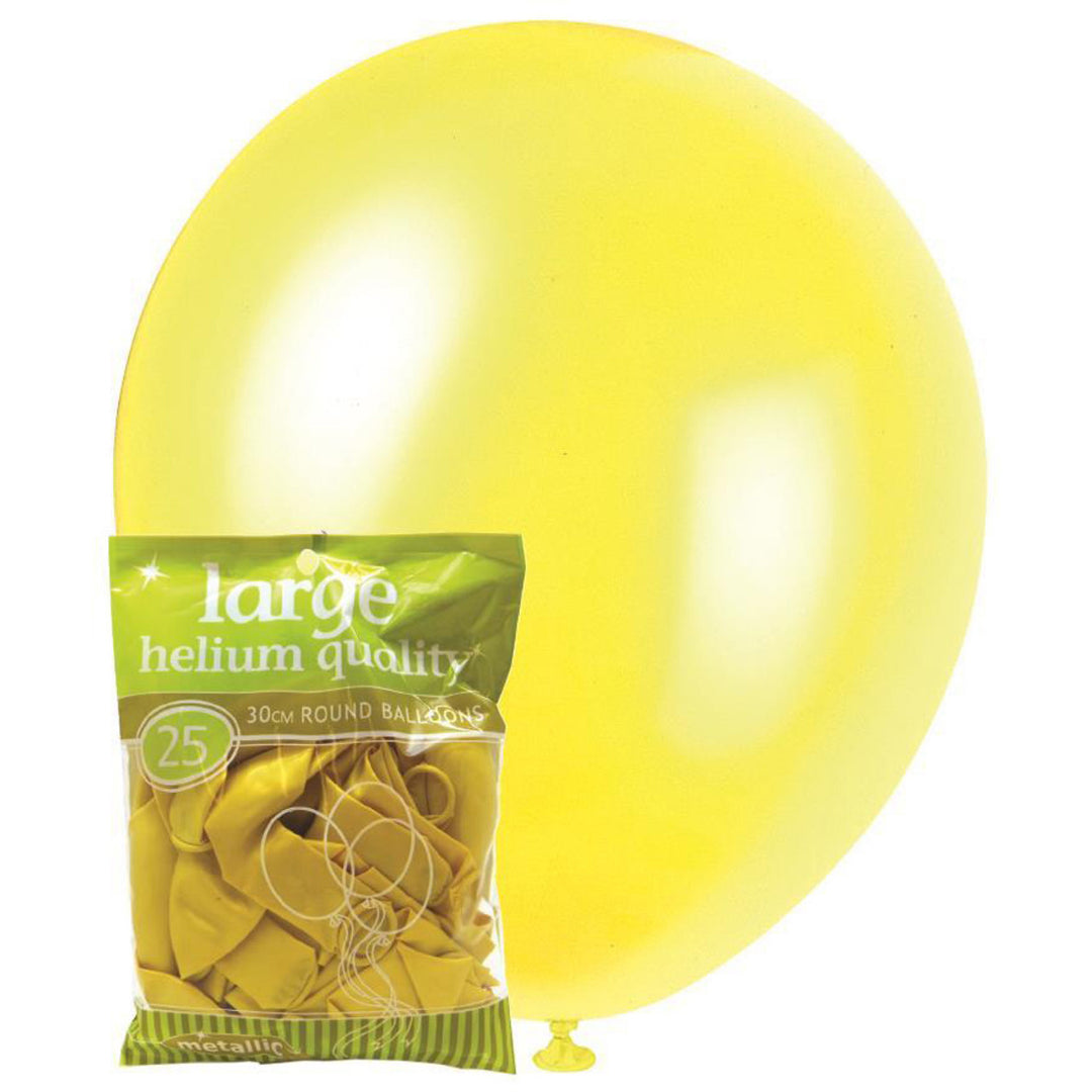 Metallic Yellow Latex Balloons, Pack of 25