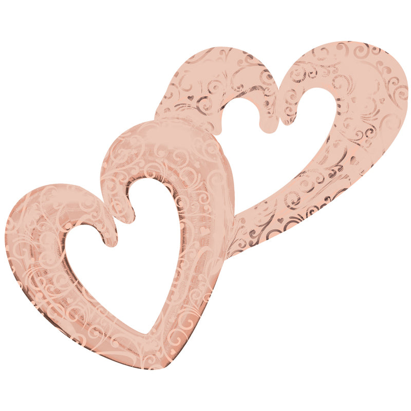Multi-Balloon Interlocking Hearts Rose Gold Foil Balloon