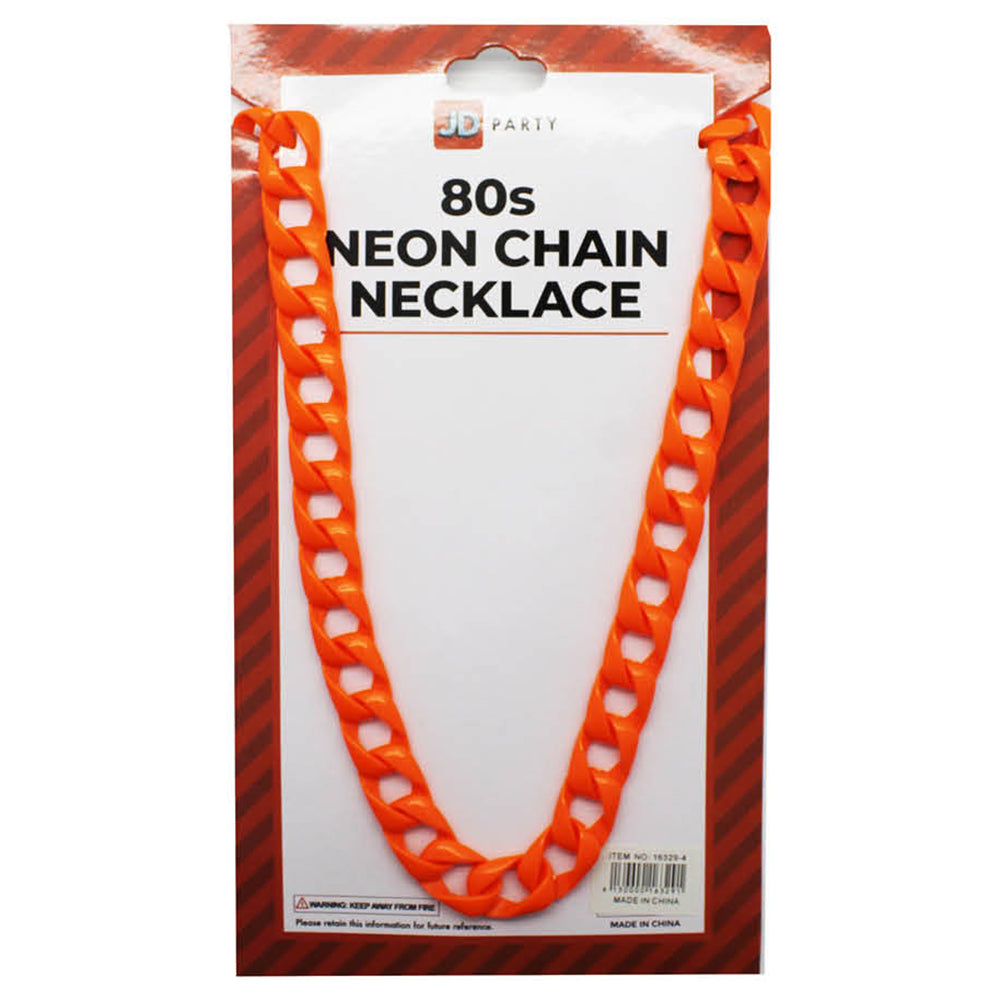 Neon 80s Chain Necklace Orange