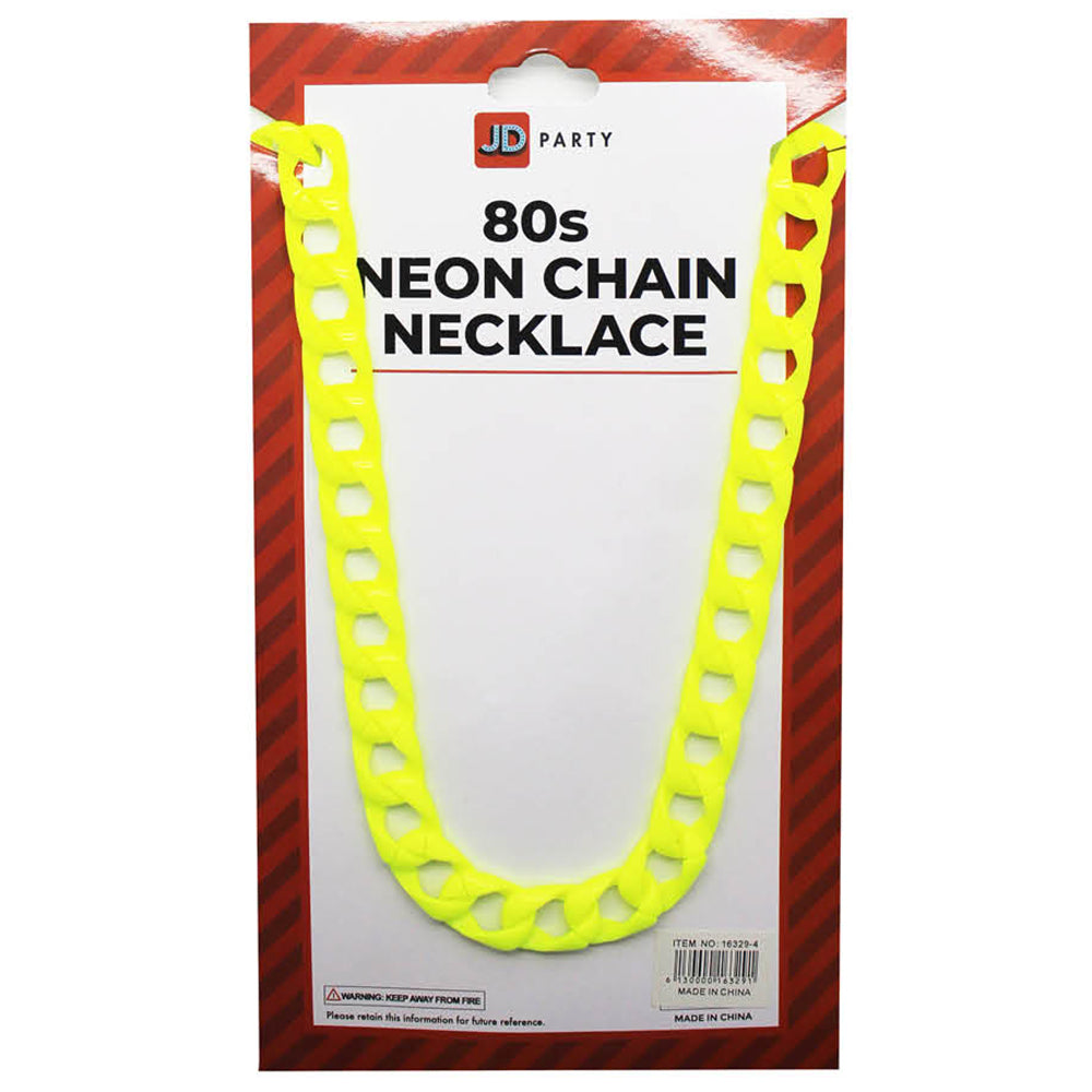 Neon 80s Chain Necklace Yellow