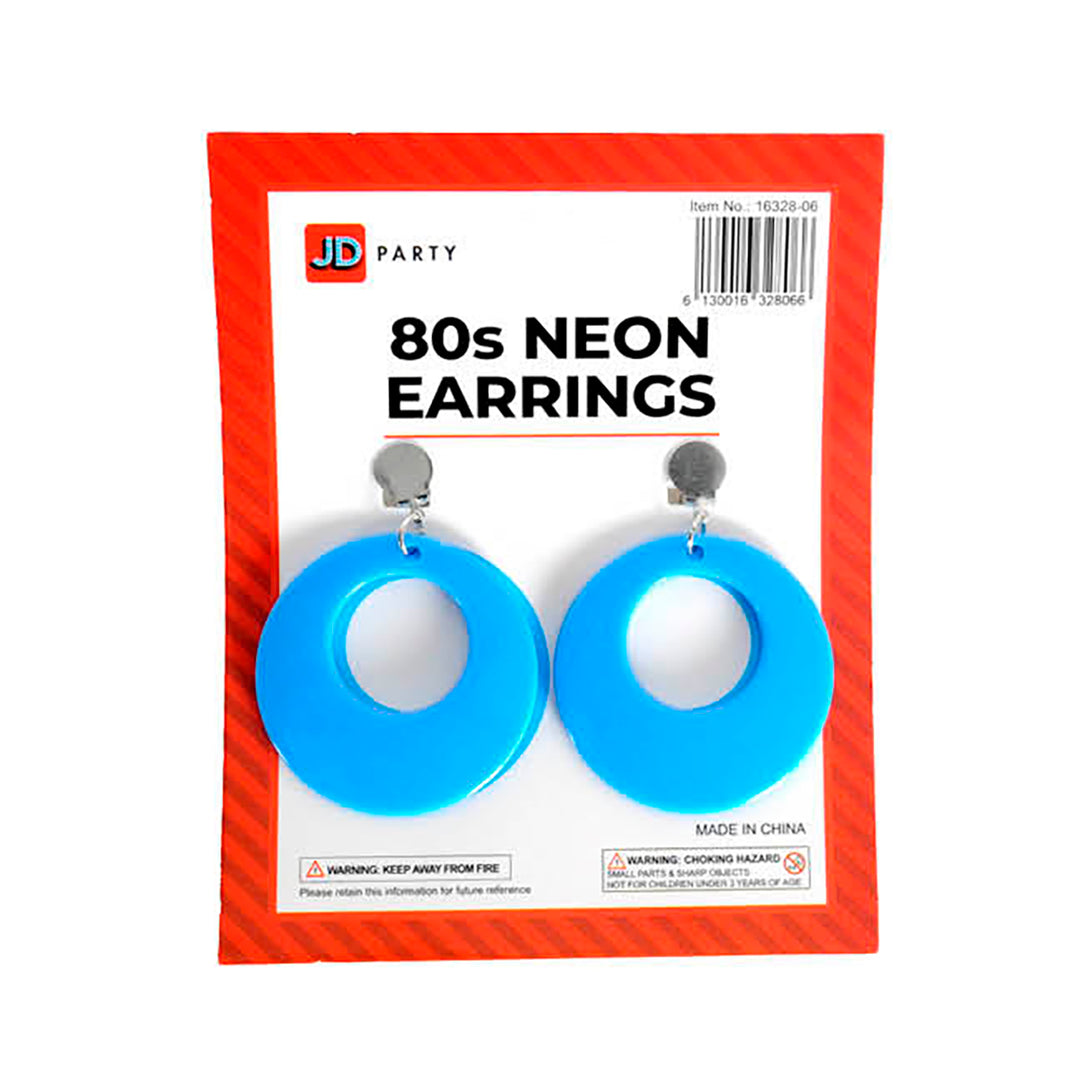 Neon 80s Earrings Blue
