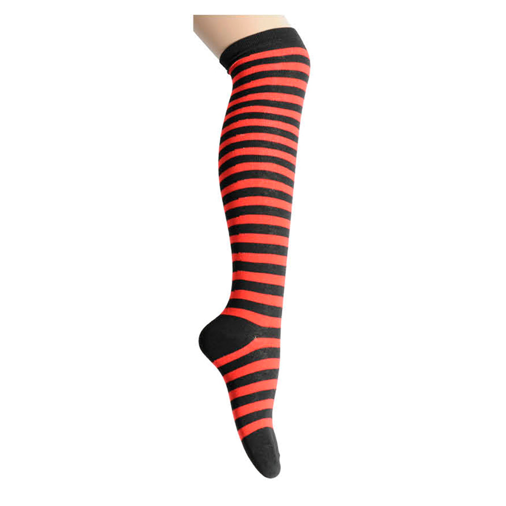 Over The Knee Socks - Red and Black Stripe