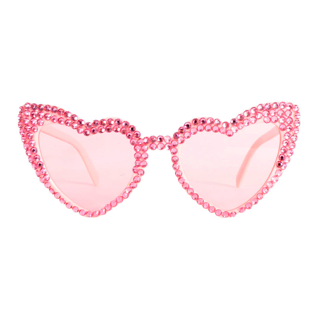 Party Glasses Diamante Hearts - Pink