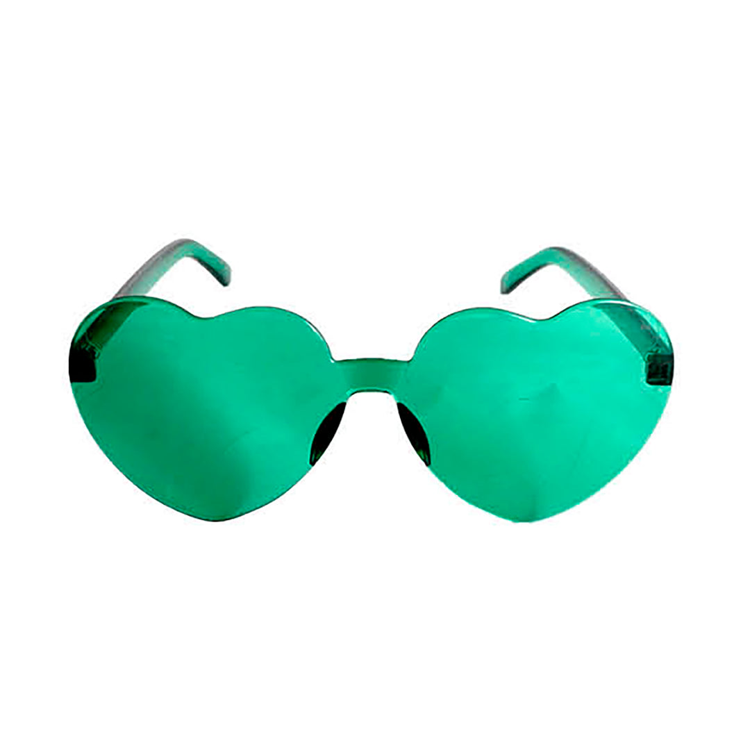 Party Glasses Perspex Hearts - Green