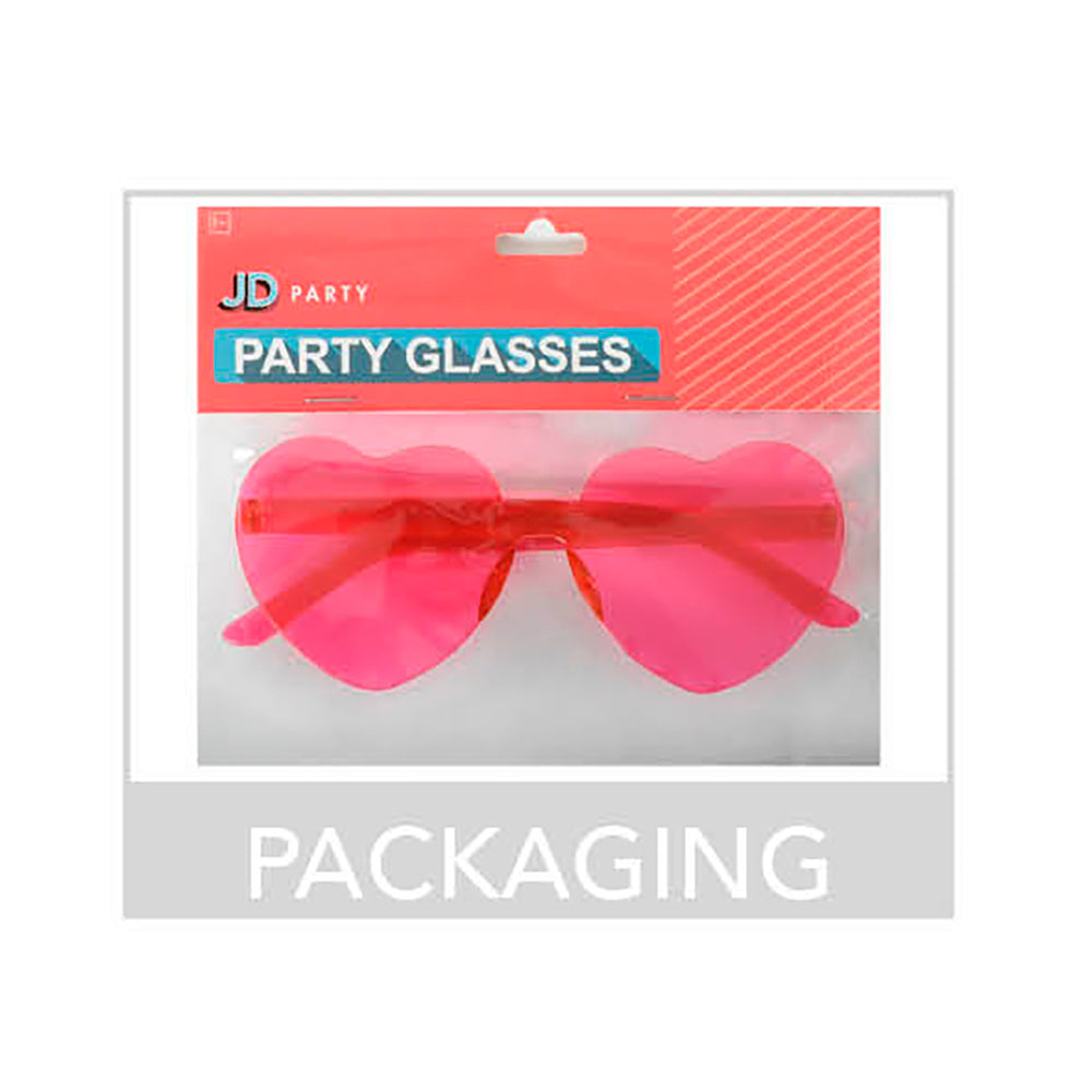 Party Glasses Perspex Hearts - Hot Pink