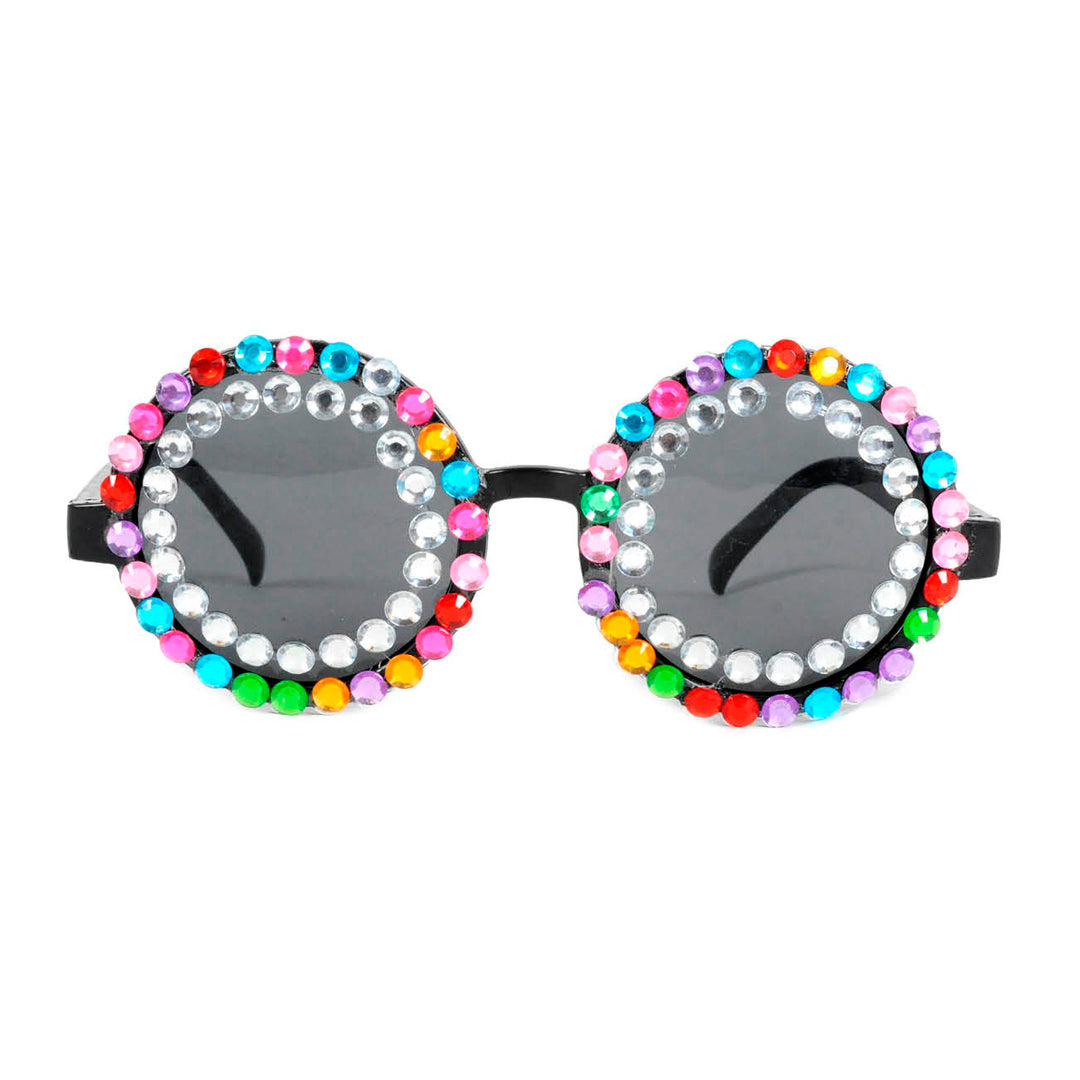 Silver & Multi Coloured Diamante Jewel Party Glasses