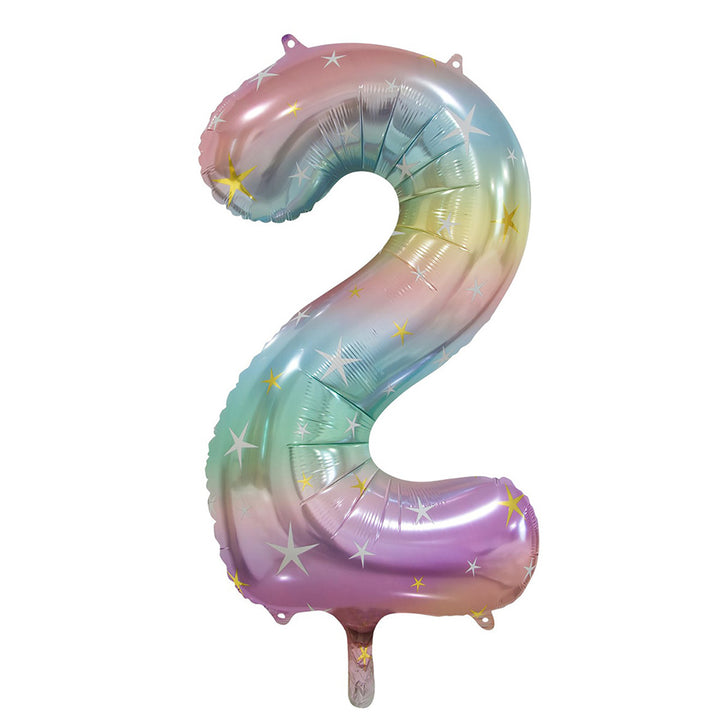 Pastel Rainbow Giant Number 2 Foil Balloon