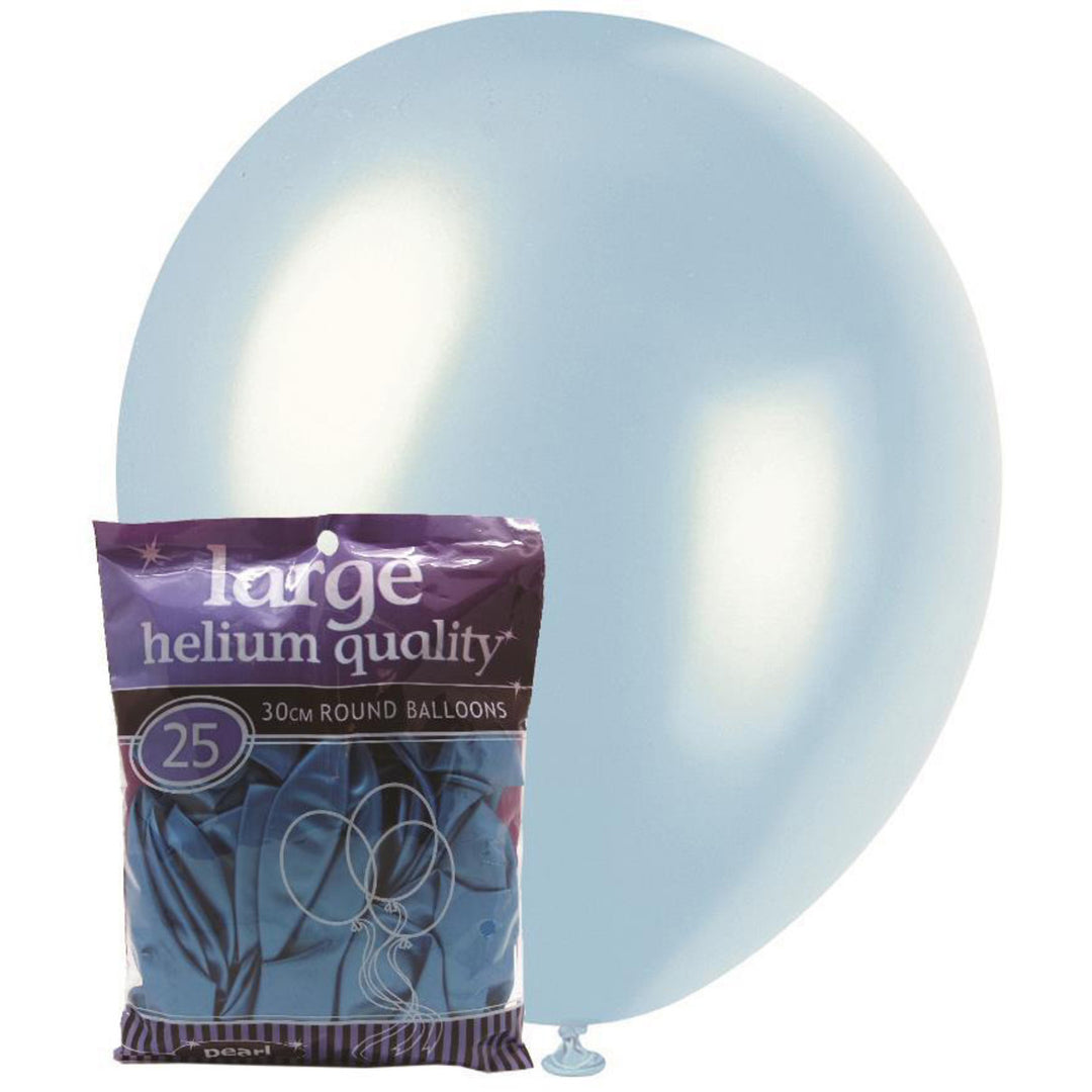 Pearl Electric Blue Latex Balloons, Pack of 25