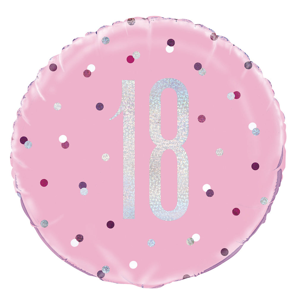 Pink 18th Foil Prismatic Balloon