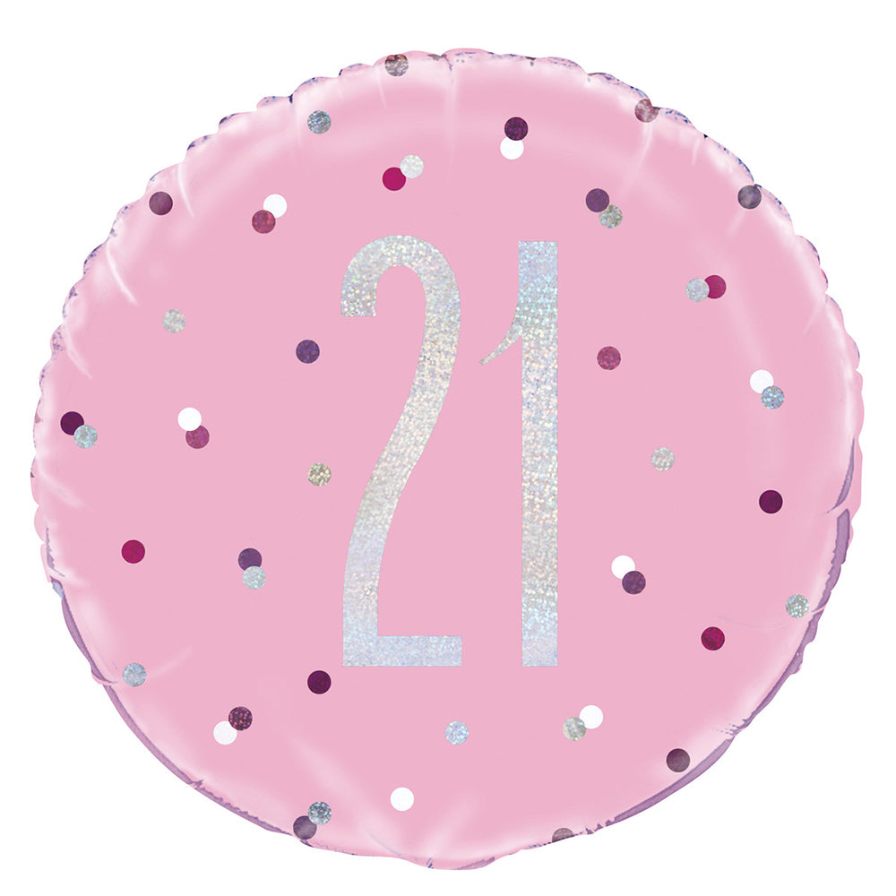 Pink 21st Foil Prismatic Balloon