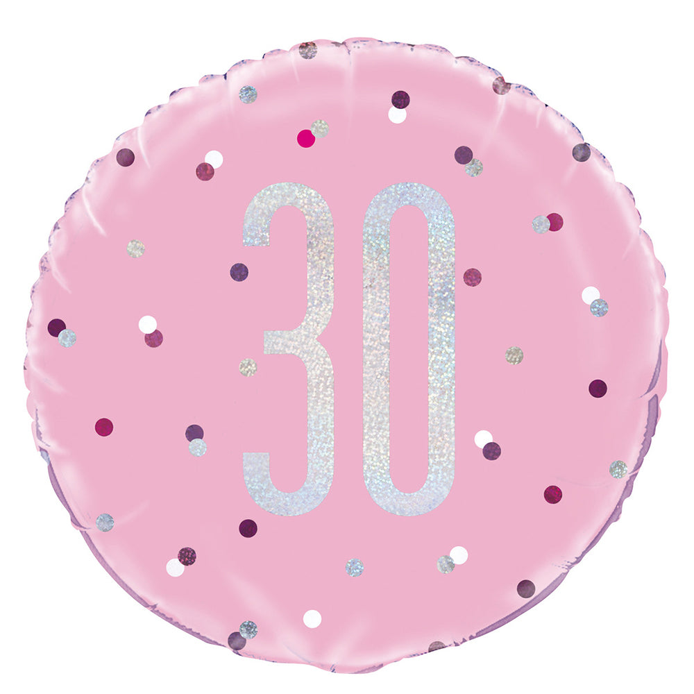 Pink "30" Foil Prismatic Balloon
