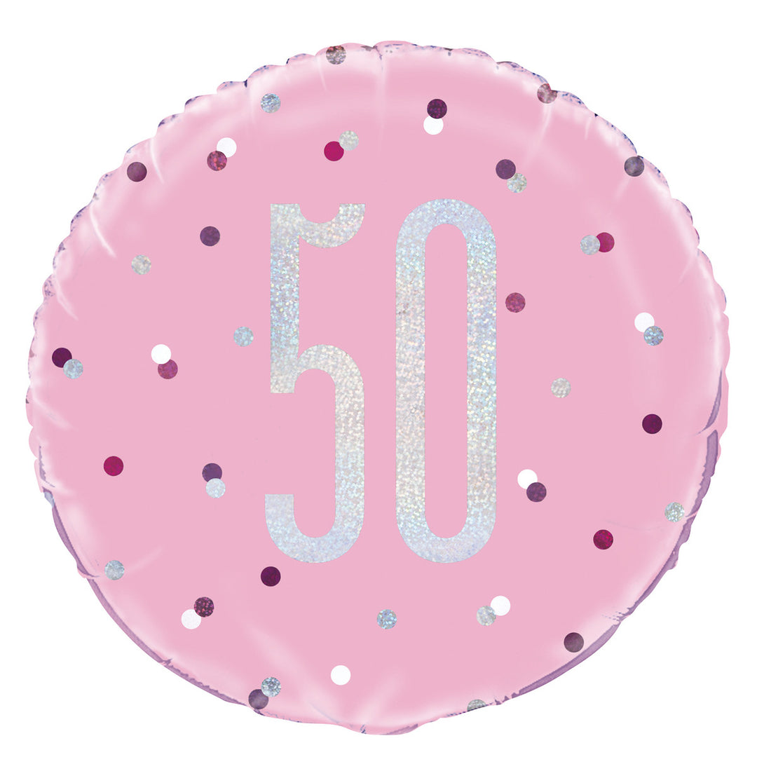 Pink 50th Foil Prismatic Balloon