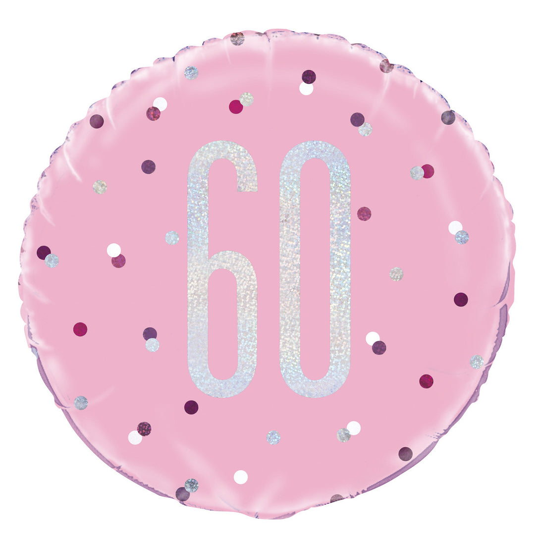 Pink 60th Foil Prismatic Balloon