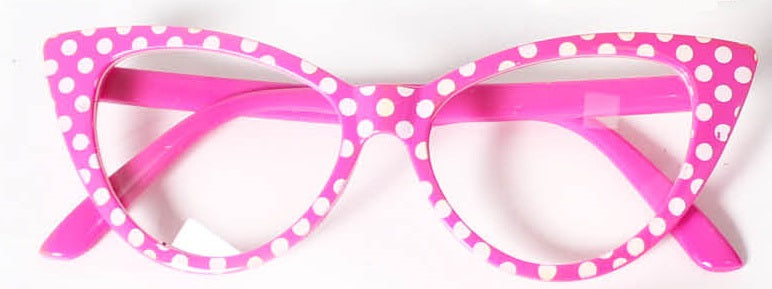 50's Polka Dot Glasses - Pink