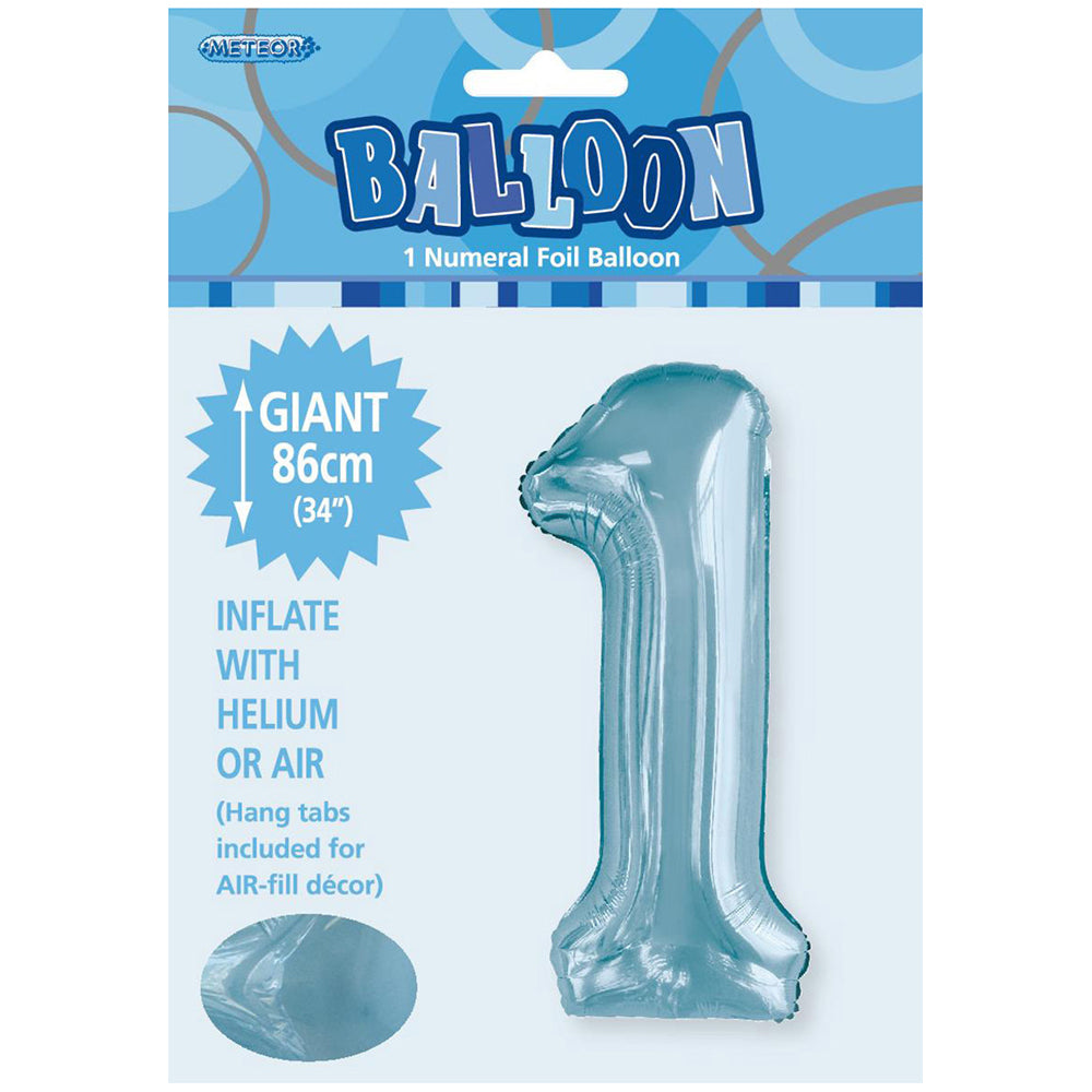 Powder Blue Giant Number 1 Foil Balloon