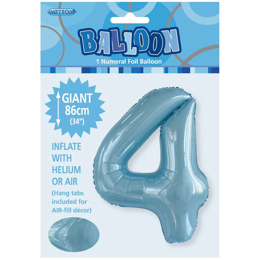 Powder Blue Giant Number 4 Foil Balloon