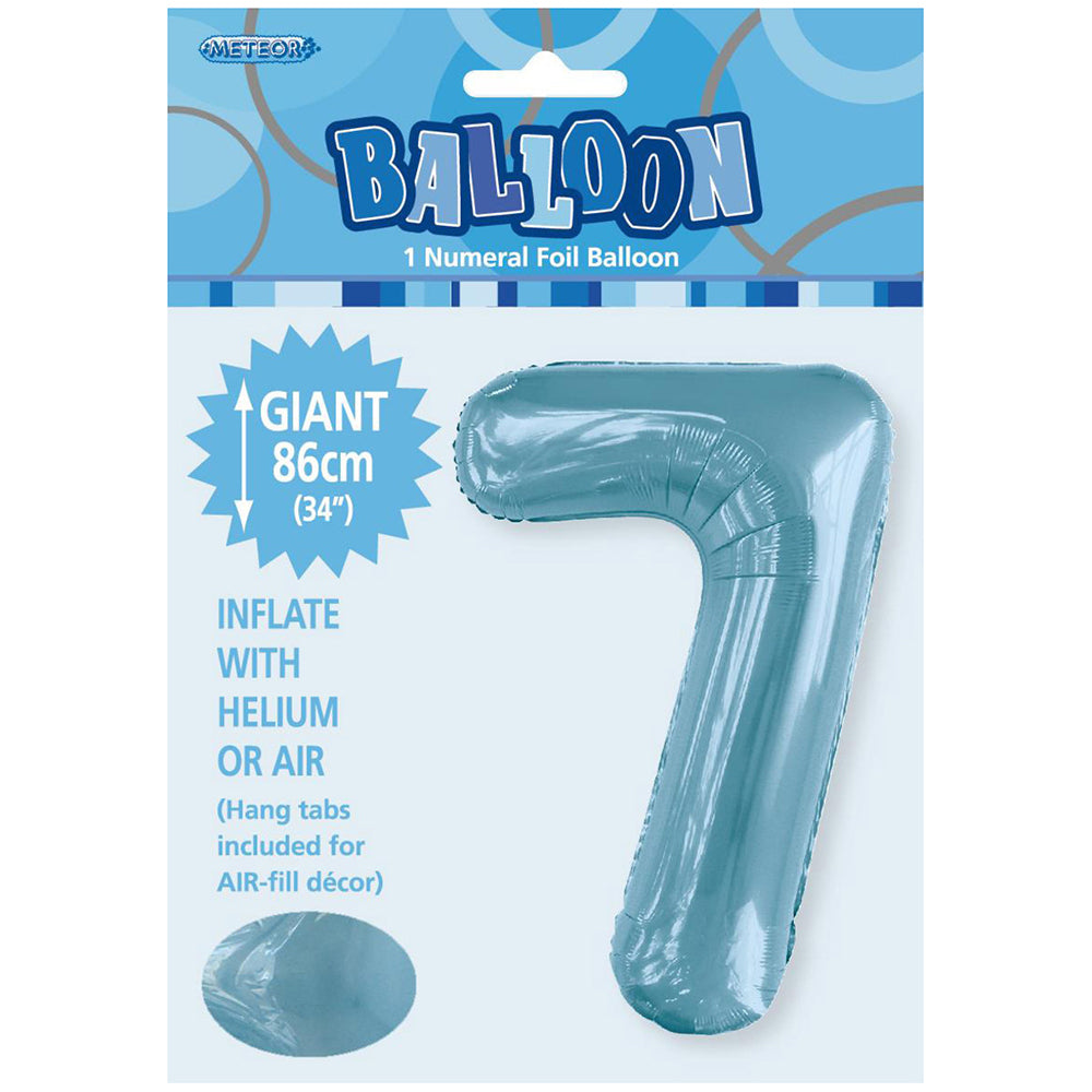 Powder Blue Giant Number 7 Foil Balloon