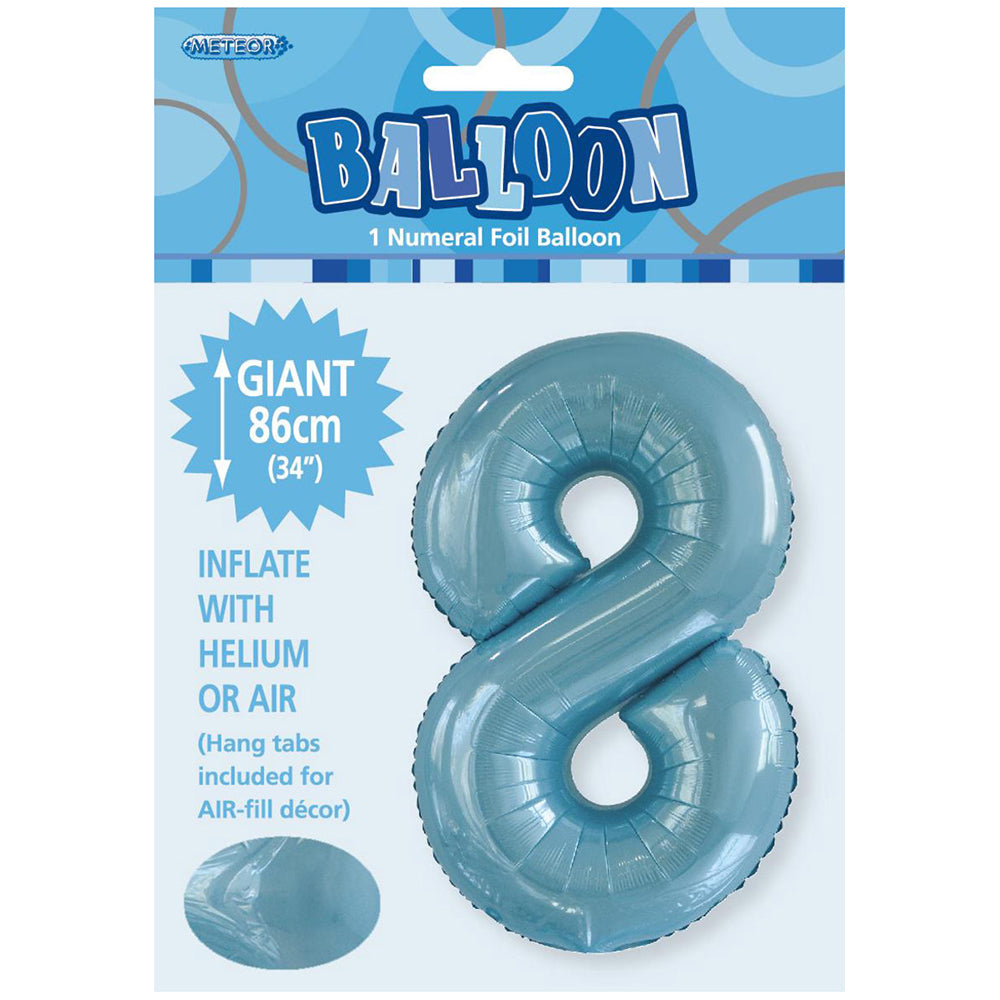 Powder Blue Giant Number 8 Foil Balloon
