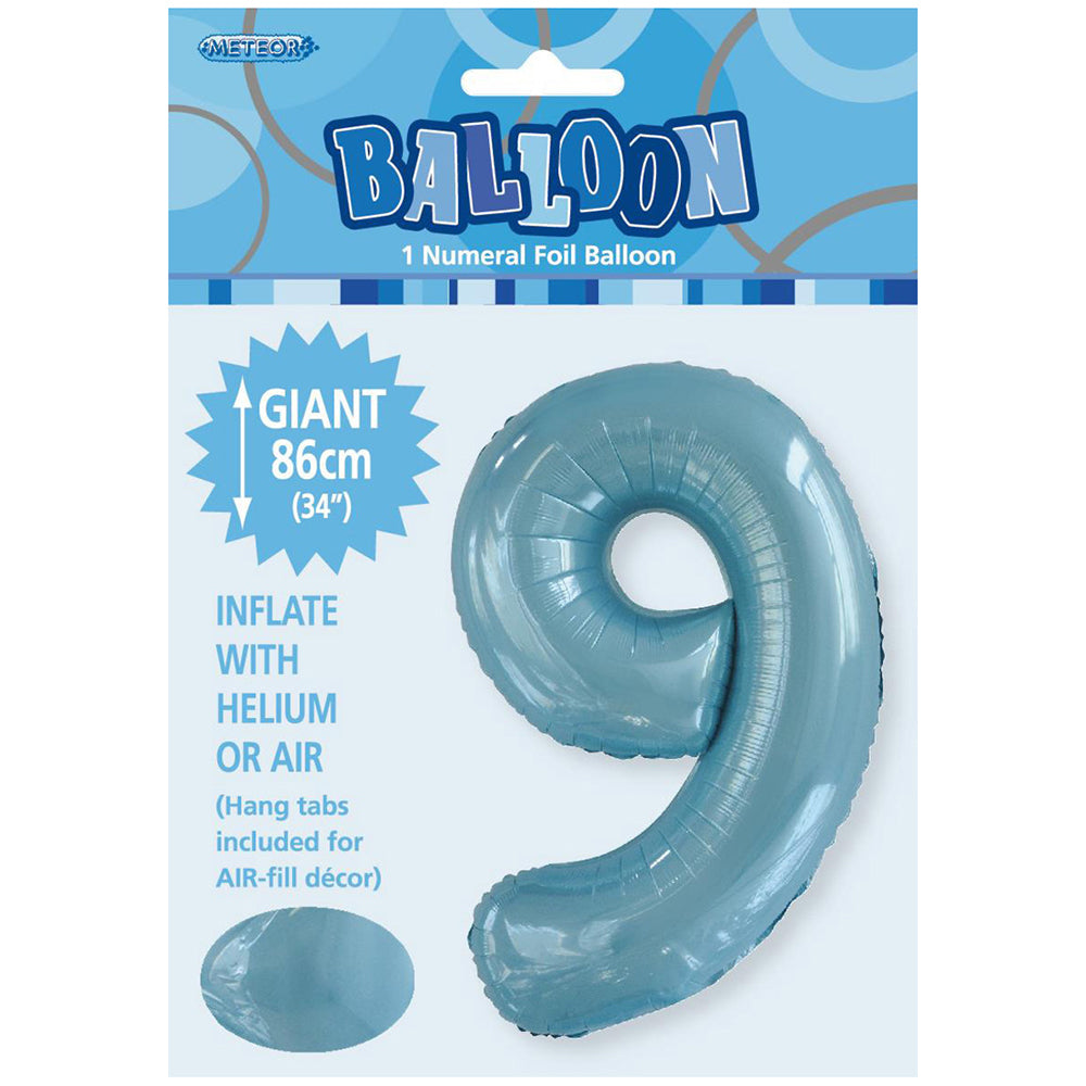 Powder Blue Giant Number 9 Foil Balloon