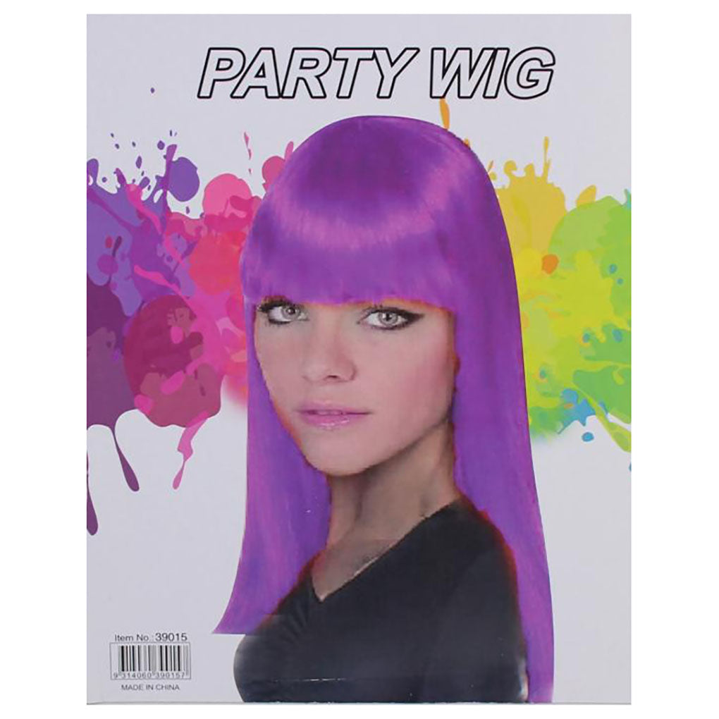 Purple Long Party Wig with Fringe