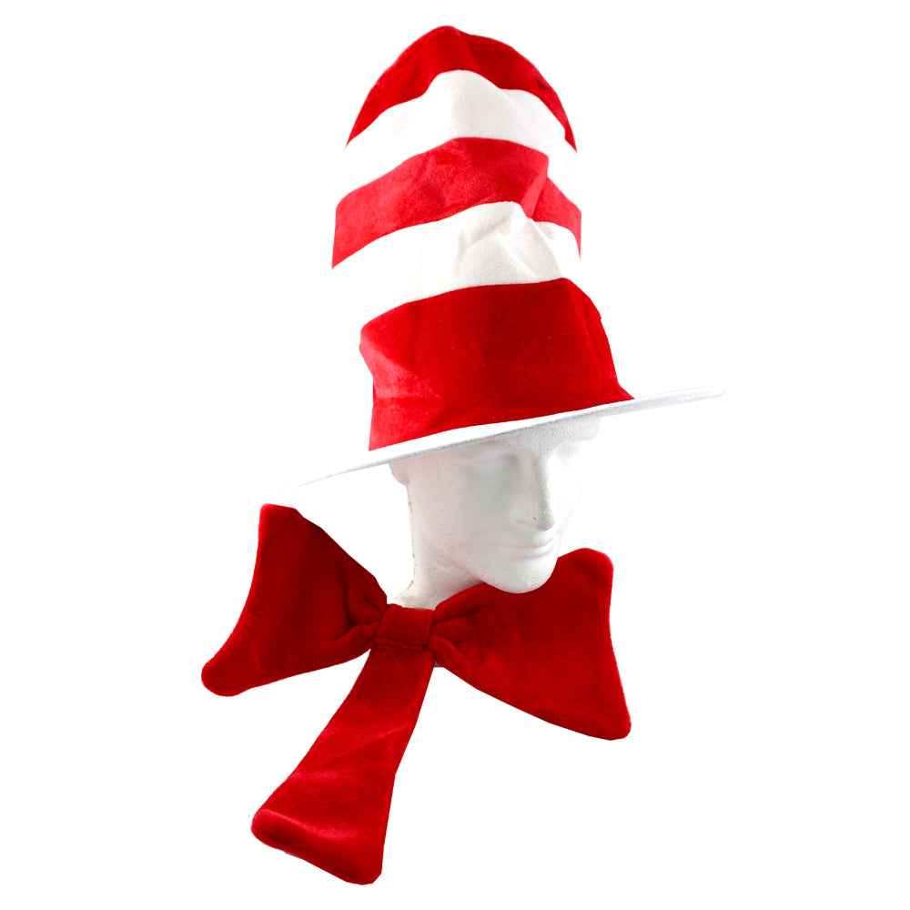 Red & White Stripe Tall Hat & Bow Tie