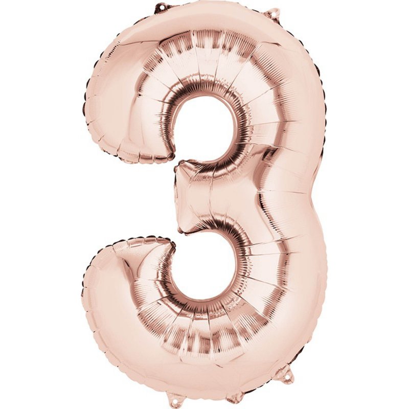 Rose Gold Giant Number 3 Foil Balloon