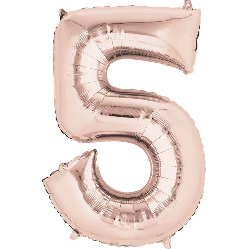 Rose Gold Giant Number 5 Foil Balloon
